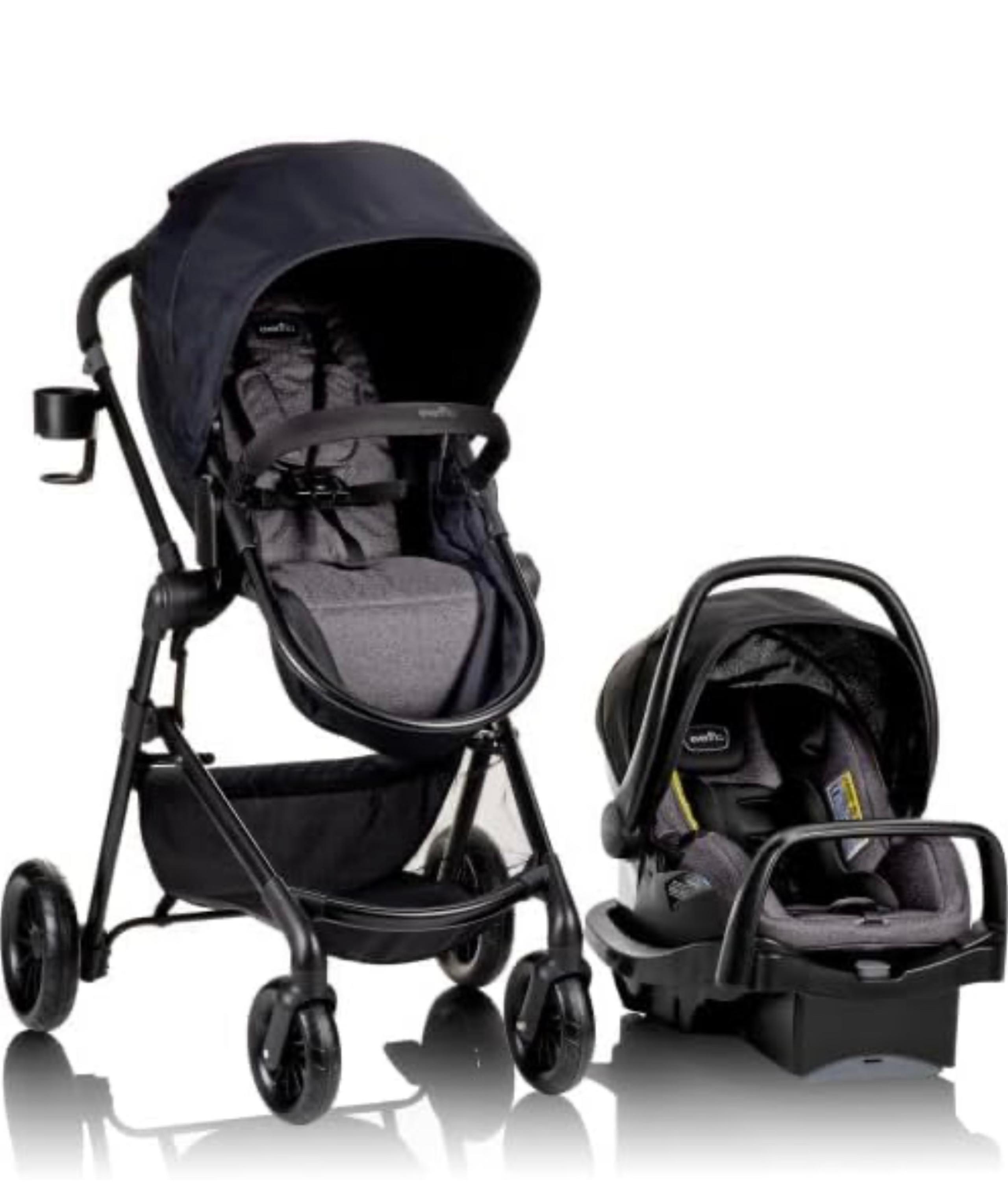 Pivot Modular Travel System, Casual Grey, w/ LiteMax Infant Car Seat - Evenflo