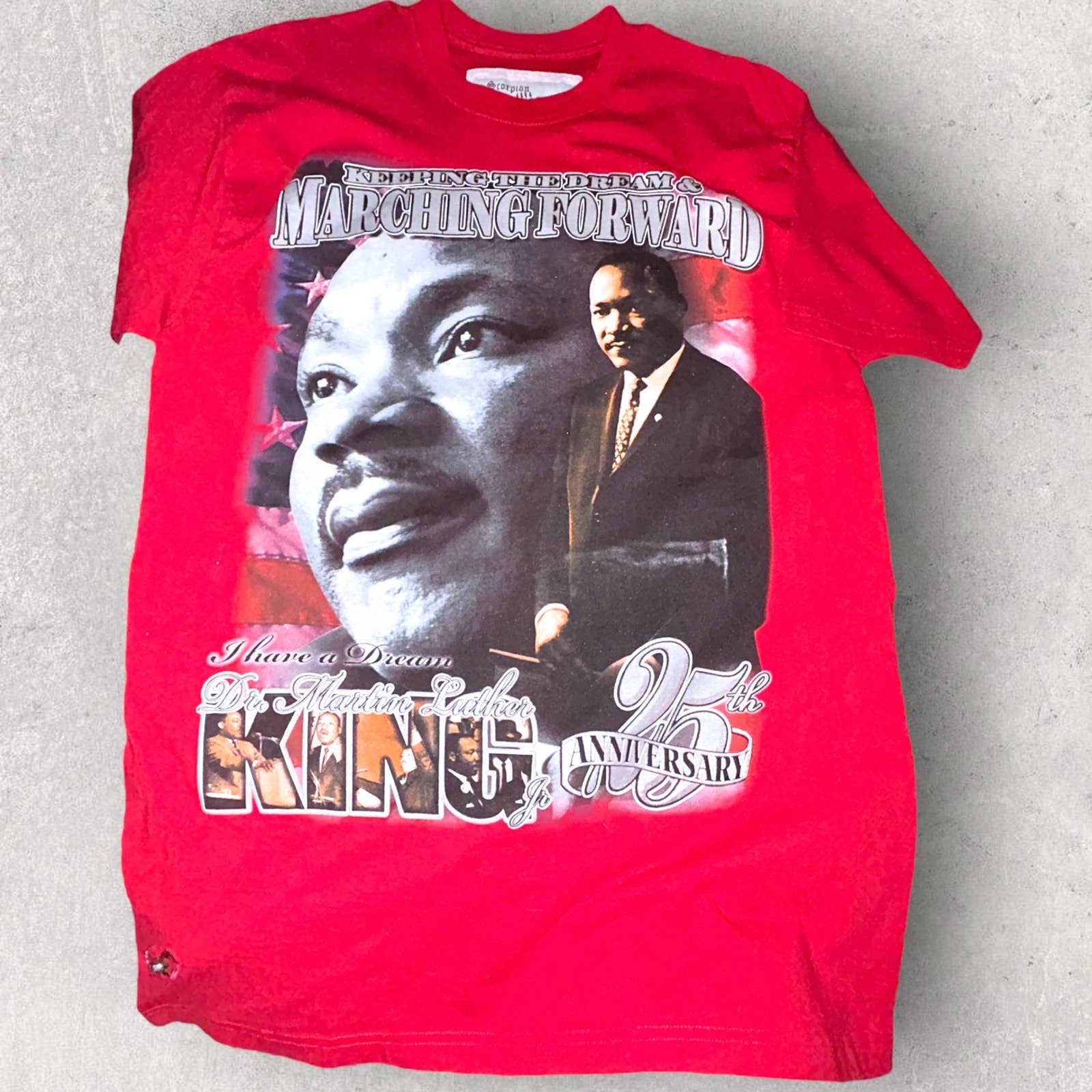 1988 Red Scorpion Brand Martin Luther King Jr 25 Year Anniversary T Shirt