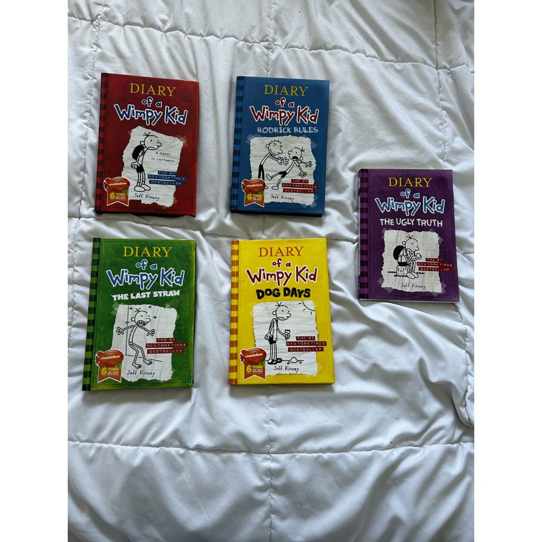 Diary of a Wimpy Kid HARDCOVER Books 1-4 Paperback book 5 Excellent Condition