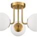 Modern Brass Gold 3-Light Ceiling Light with Globe White Glass Shade Semi Flush