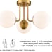 Modern Brass Gold 3-Light Ceiling Light with Globe White Glass Shade Semi Flush