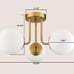 Modern Brass Gold 3-Light Ceiling Light with Globe White Glass Shade Semi Flush