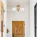 Modern Brass Gold 3-Light Ceiling Light with Globe White Glass Shade Semi Flush