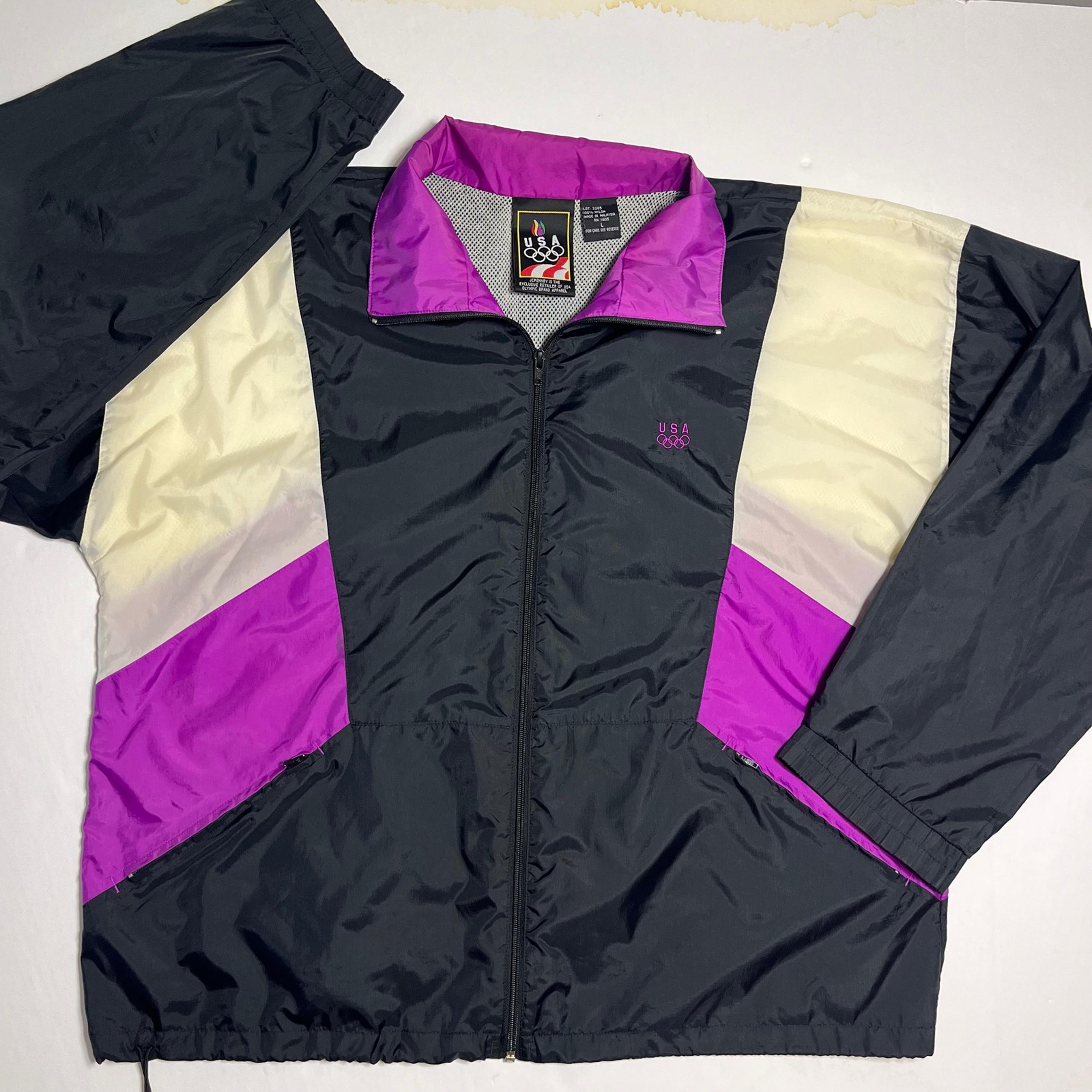 Vintage 90s USA Olympic JcPenny Mens Retro Team Zip Up Windbreaker Jacket  Large
