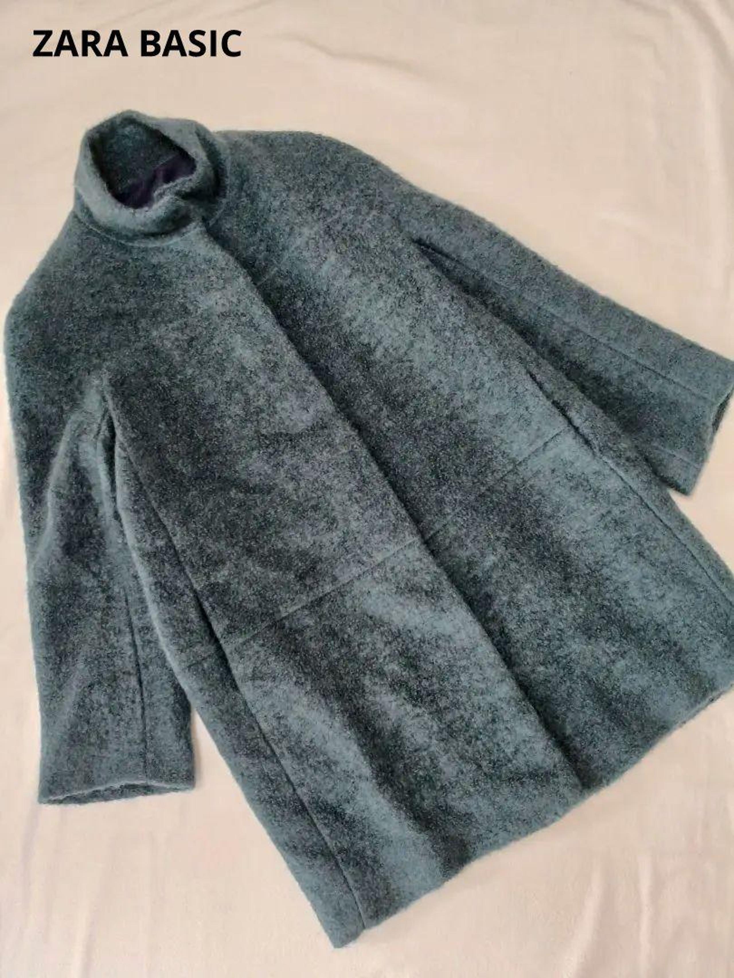ZARA BASIC "S" Stand Collar Long Coat in Green