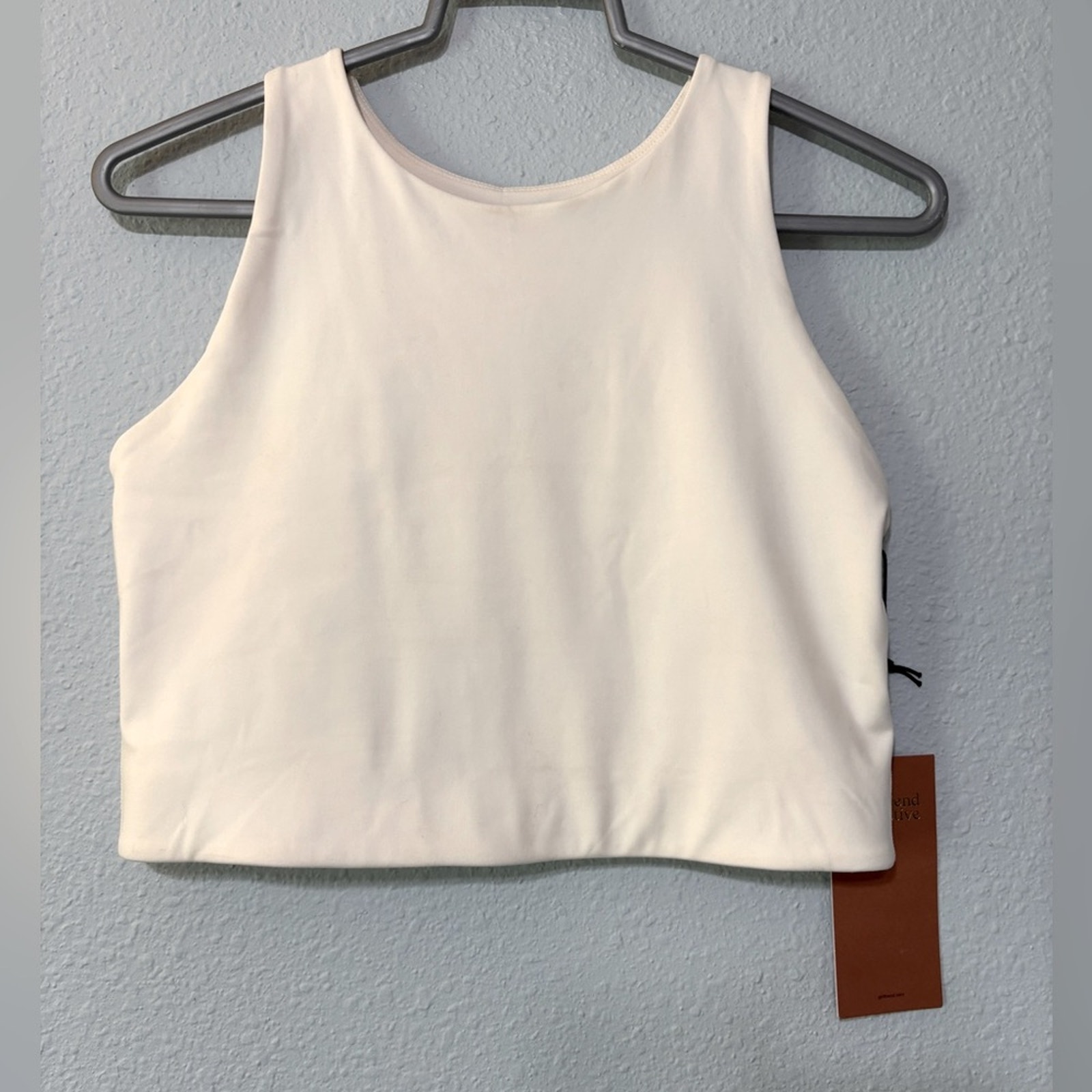 Girlfriend Collective NWT High Neck Dylan Tank Bra in Cream Recycled L