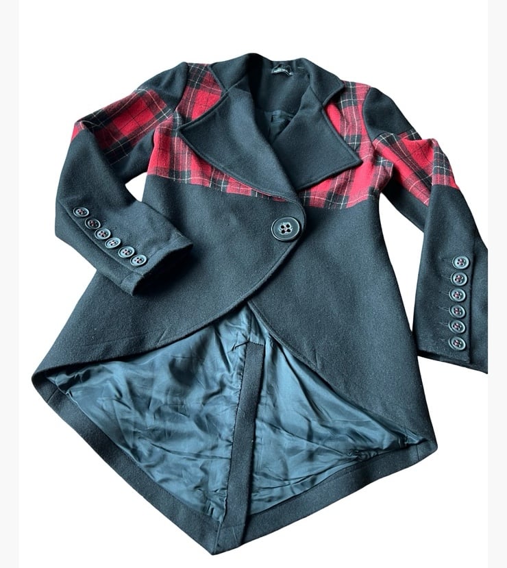 James-Lakeland UK Red & Black Wool Blend Tartan Plaid Riding Equestrian Jacket M