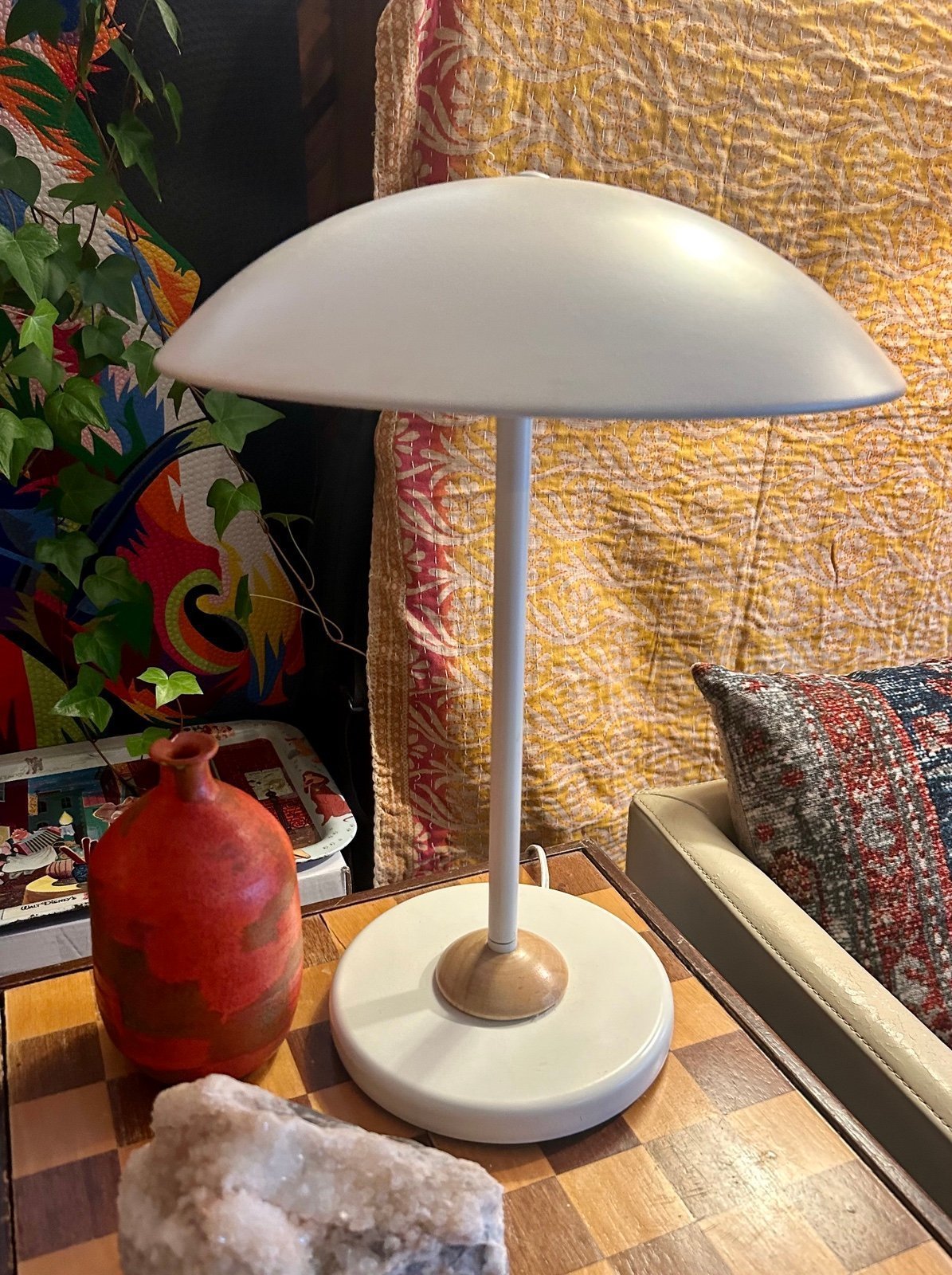 Vintage space age Mushroom table lamp white