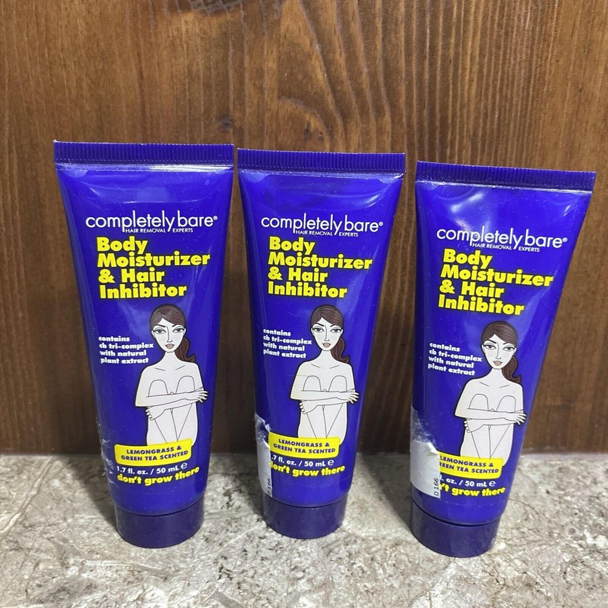 Hair Inhibitor Completely Bare Don't Grow There 3x Body Moisturizer 1.7 Oz each