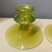 Vintage Green Uranium Vaseline Depression Glass Candlestick Holders Pair
