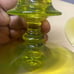 Vintage Green Uranium Vaseline Depression Glass Candlestick Holders Pair