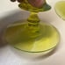Vintage Green Uranium Vaseline Depression Glass Candlestick Holders Pair