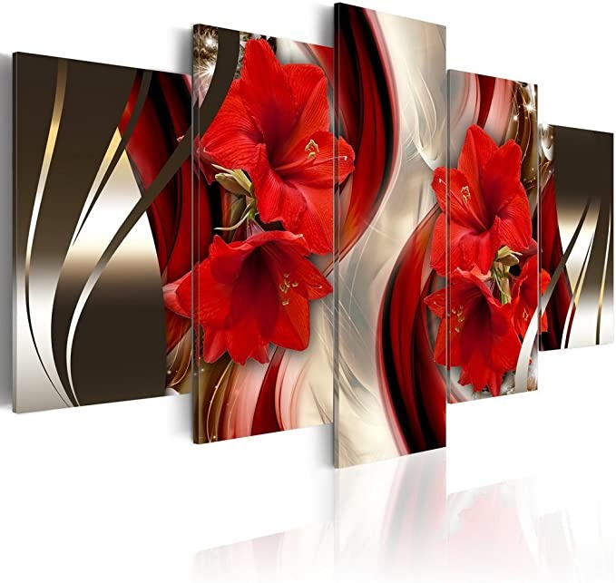 Wall Art Red Flower Print Painting Modern Contemporary Picture HomeDecor Crimson