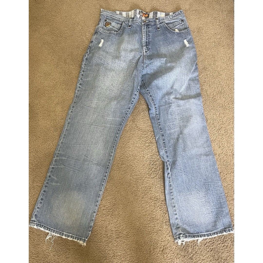 akademiks jeans Vintage Size 40 Music Notes Blue Piano Embroidered Hip hop