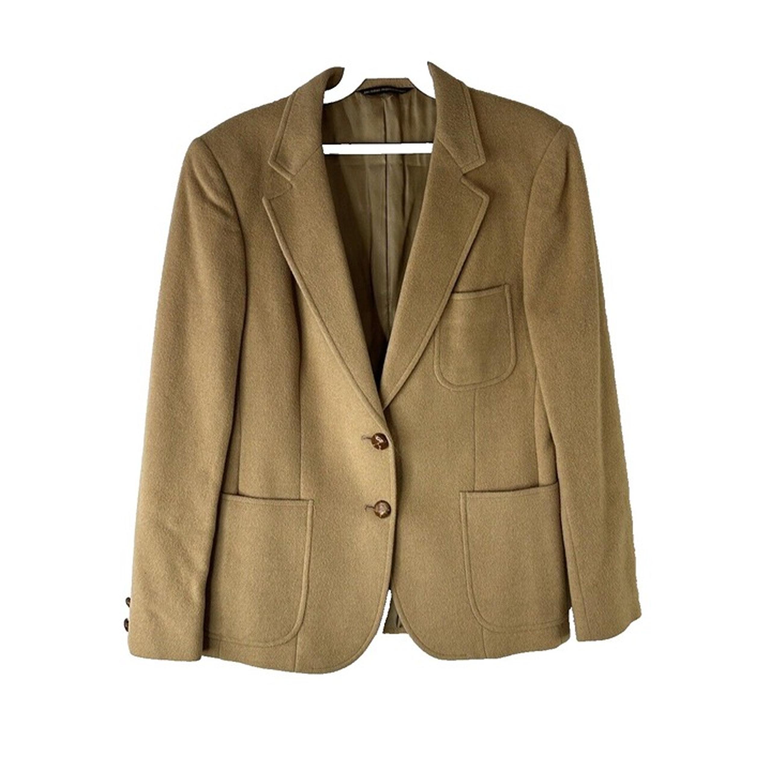 VTG 80s Womens Small Camel Hair Two Button Blazer Jacket Brown USA