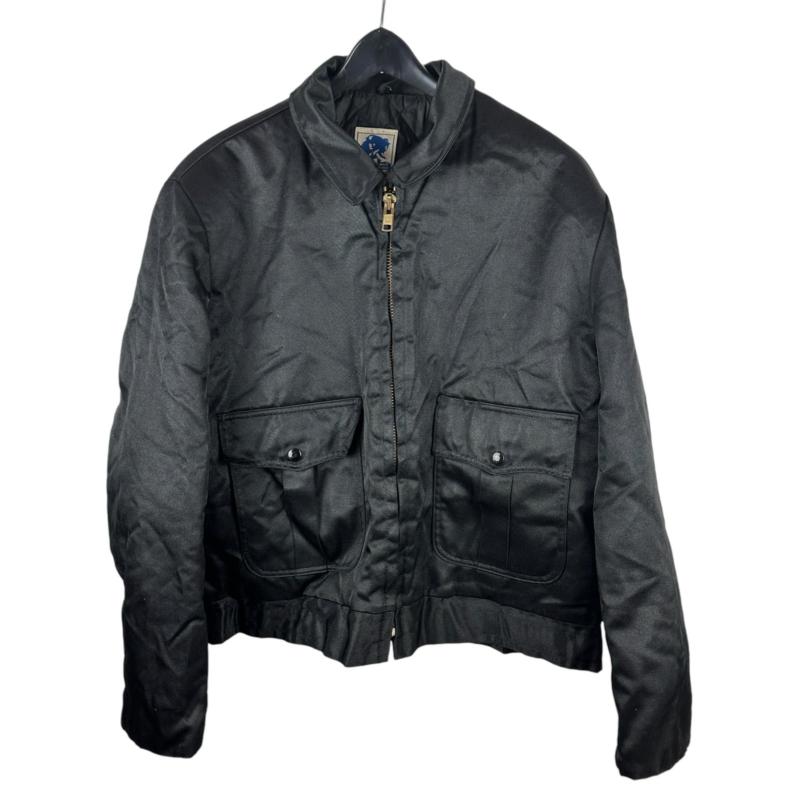 Vintage 80s Horace Small Black Satin Uniform Bomber Jacket Size 46R