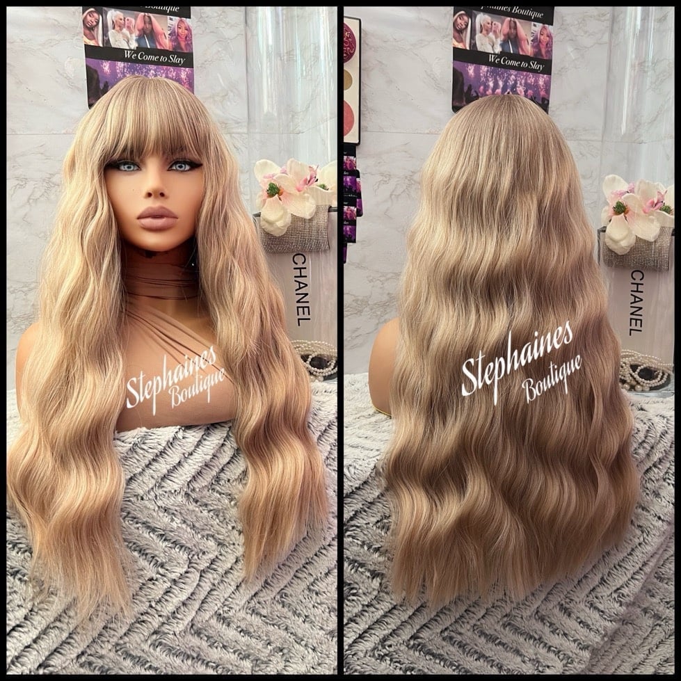 Human Hair Blended Bang Wig