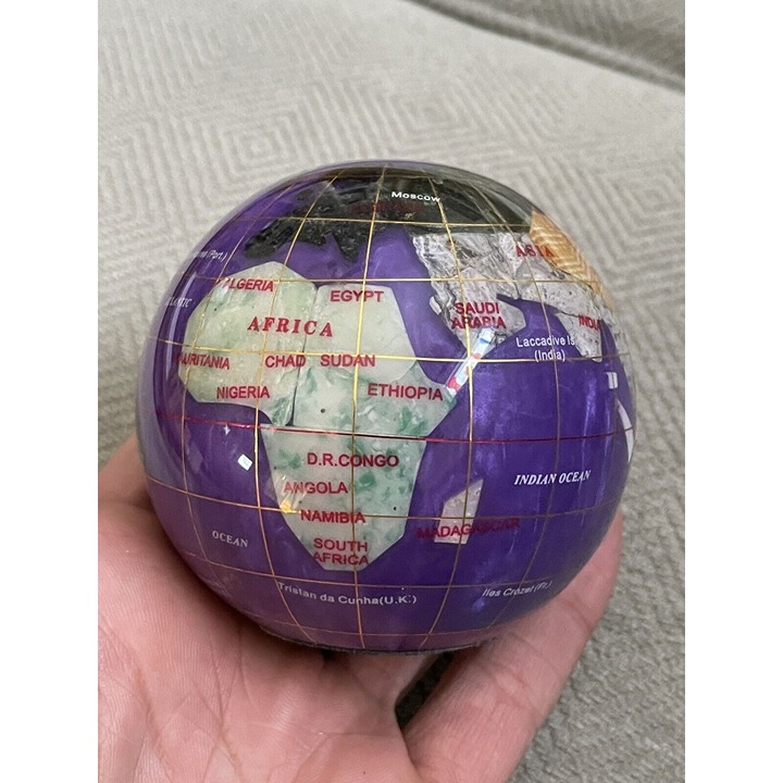 KALIFANO Amethyst Gemstone World Globe 3 Paperweight Purple