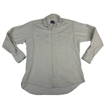 Wrangler Shirt Mens 17.5 36 Beige Brushpopper Made In USA Western Pearl Snap