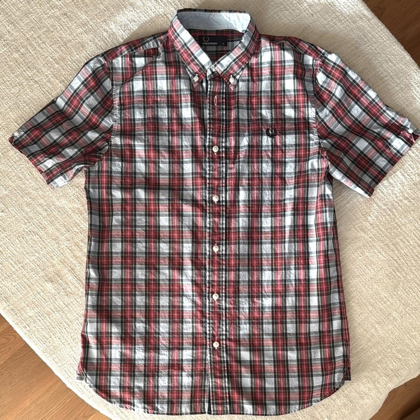 Fred Perry Men's Checked Cotton Short Sleeve Button Down