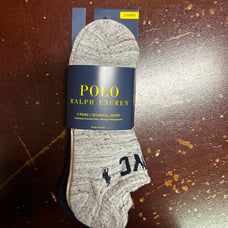 Polo Ralph Lauren Mens White Gray Technical Sport 3 Pair Athletic Socks One Size