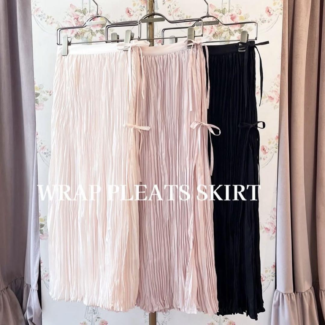 millebonheur Wrap Pleated Skirt Pink