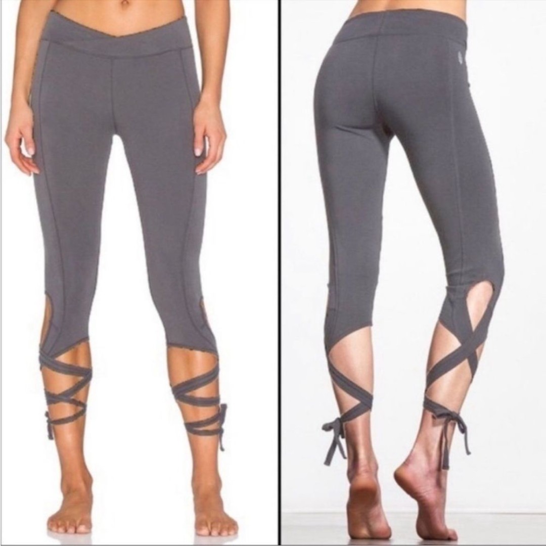 Free People Movement Turn Out tie crop legging slate crossover waist