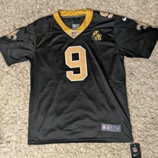 New Orleans Saints Drew Brees jersey black adult large (Rare Tom Benson patch)