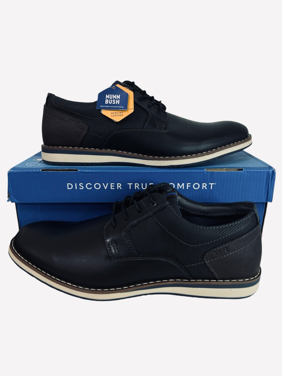 Nunn Bush Circuit Black Plain Toe Oxford Men's Leather Shoes Size 11