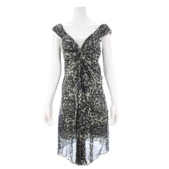 Donna Karan DKNY black grey leopard print silk blend dress size 4 New!! MSRP 395
