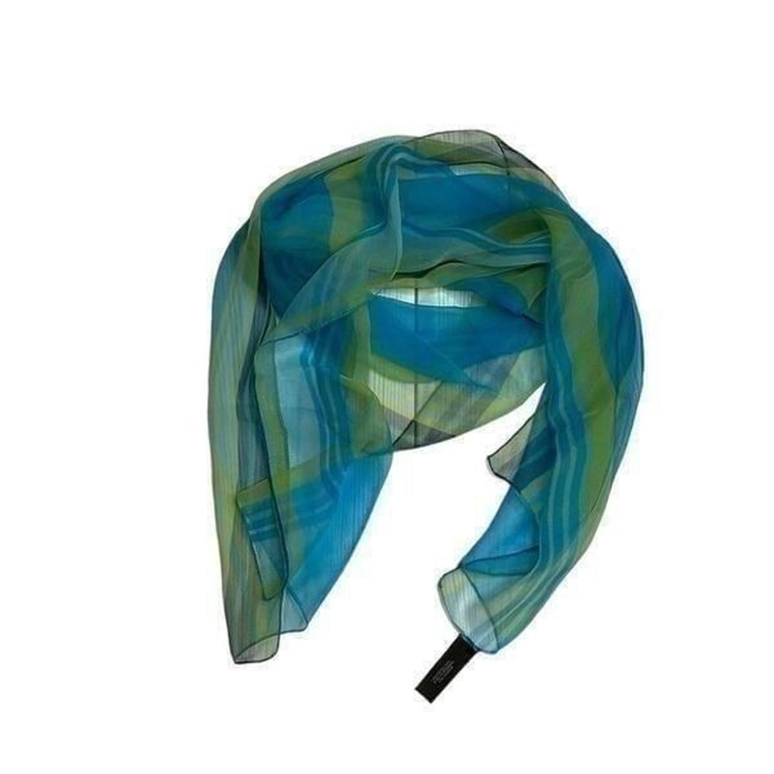 Vintage blue green sheet striped Italian scarf