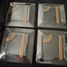 Set of four vintage retro Mcm square glass dinner plates 10 inches