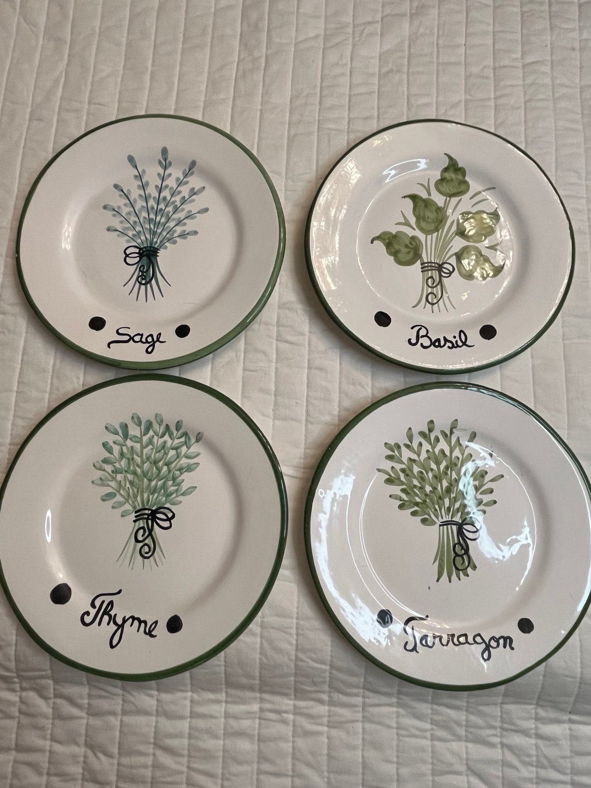 Vintage Gold creations set of 4 herb plates rare