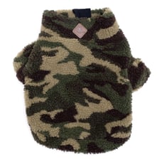 Worthy Dog Sherpa Fleece Quarter Zip Dog Pullover - Green Camo
