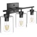 3 Lights Black Vanity Light Fixtures Over Mirror With Clear Glass Shades