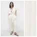 WT. Zara Oyster White Linen/Cotton Blend Long Jumpsuit. Size XL.