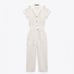 WT. Zara Oyster White Linen/Cotton Blend Long Jumpsuit. Size XL.
