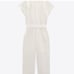 WT. Zara Oyster White Linen/Cotton Blend Long Jumpsuit. Size XL.