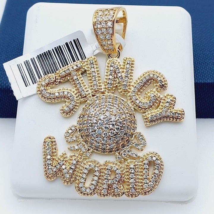 14K Gold Plated Cubic Zircon Pendant, EVBRS397