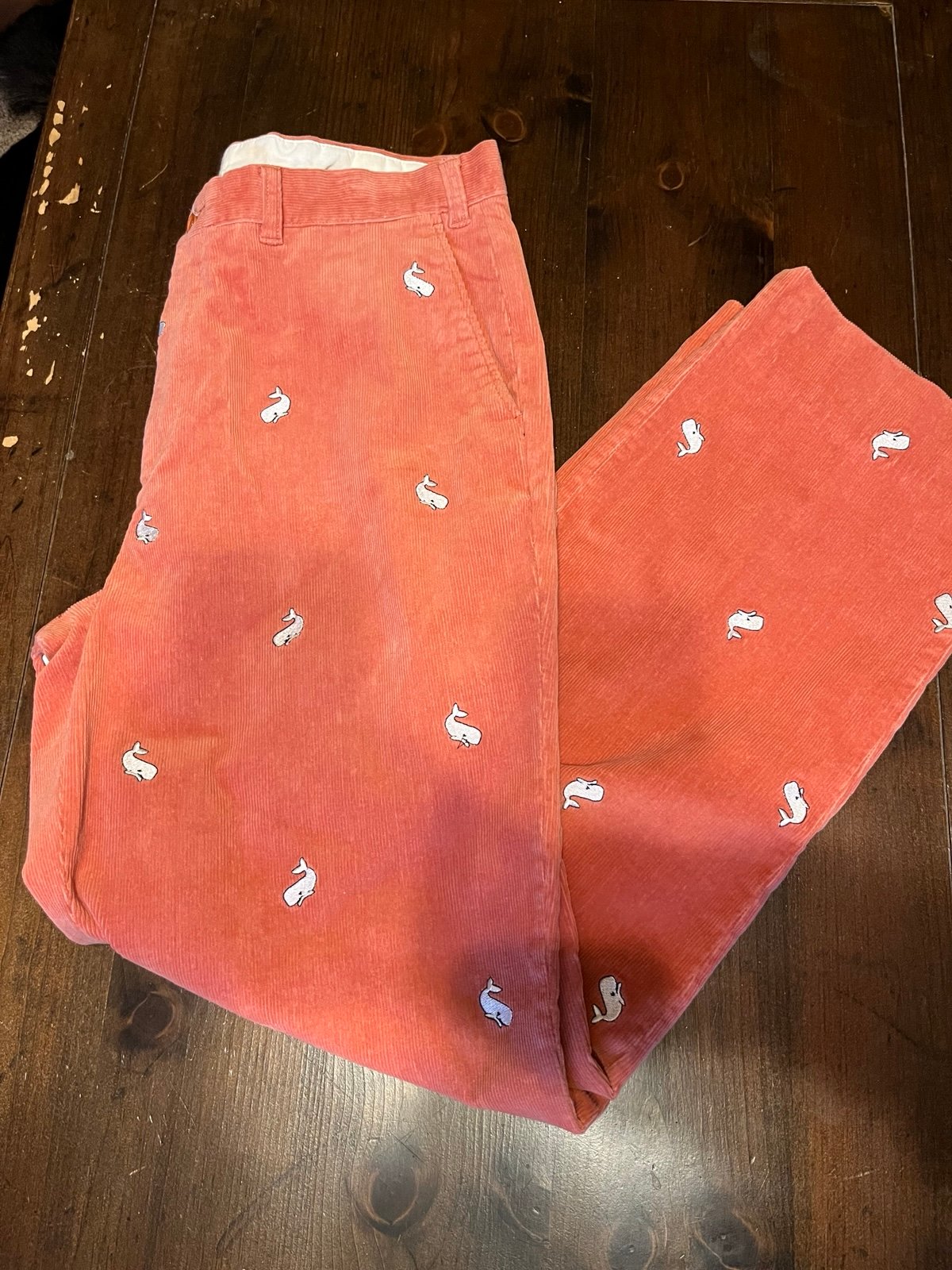 Castaway orange corduroy whale pants