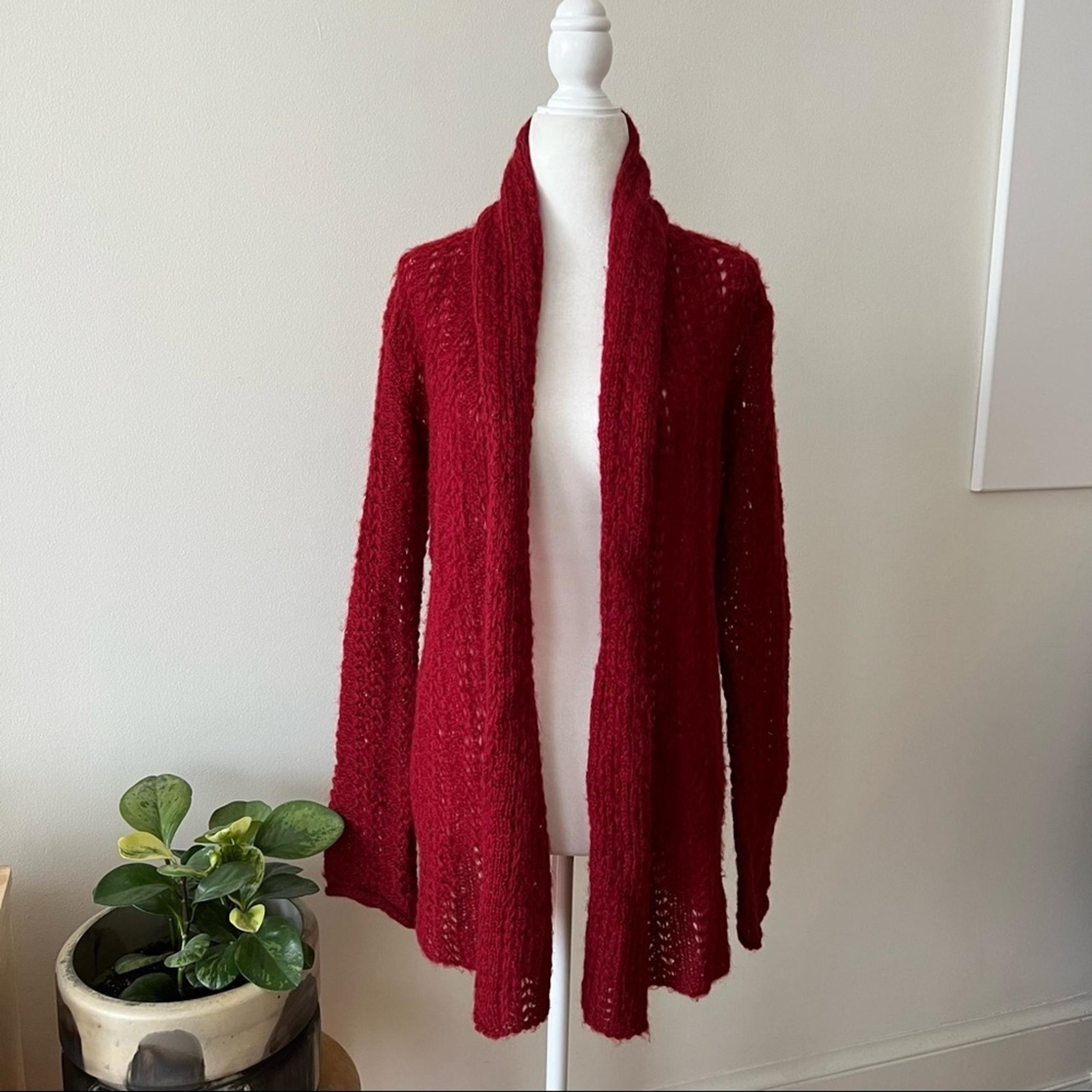 Wooden Ships Red Open Front Cardigan Sweater S/M