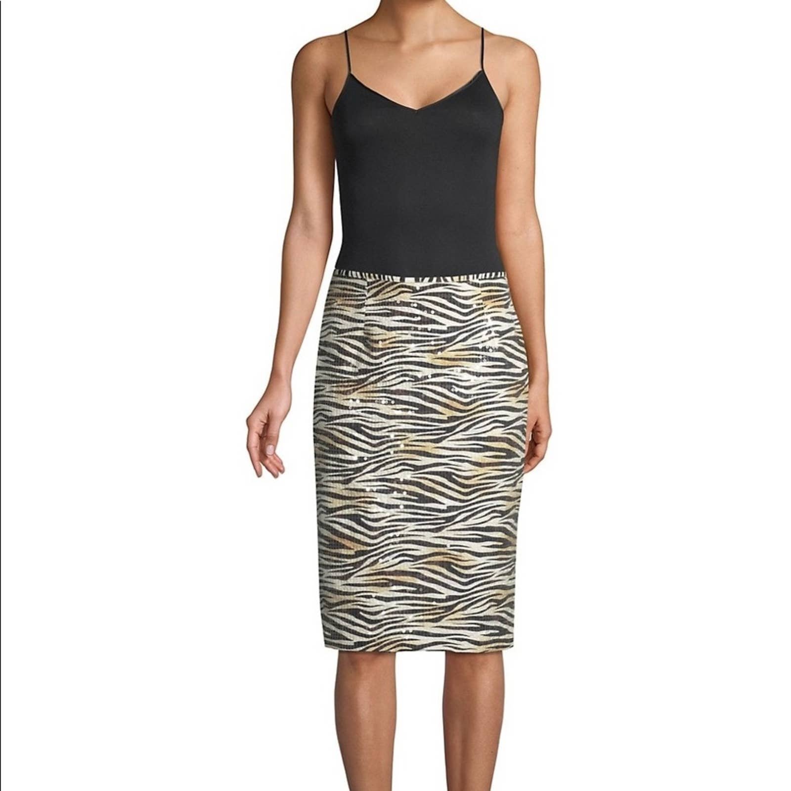 NEW Le Superbe Zebra Sequin Pencil Skirt
