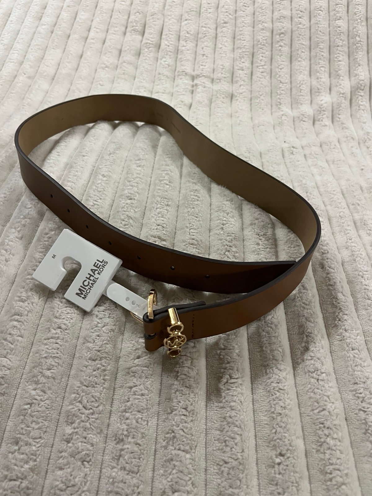 Michael Kors Tan Leather Belt with Gold Buckle Size Medium New with Tags