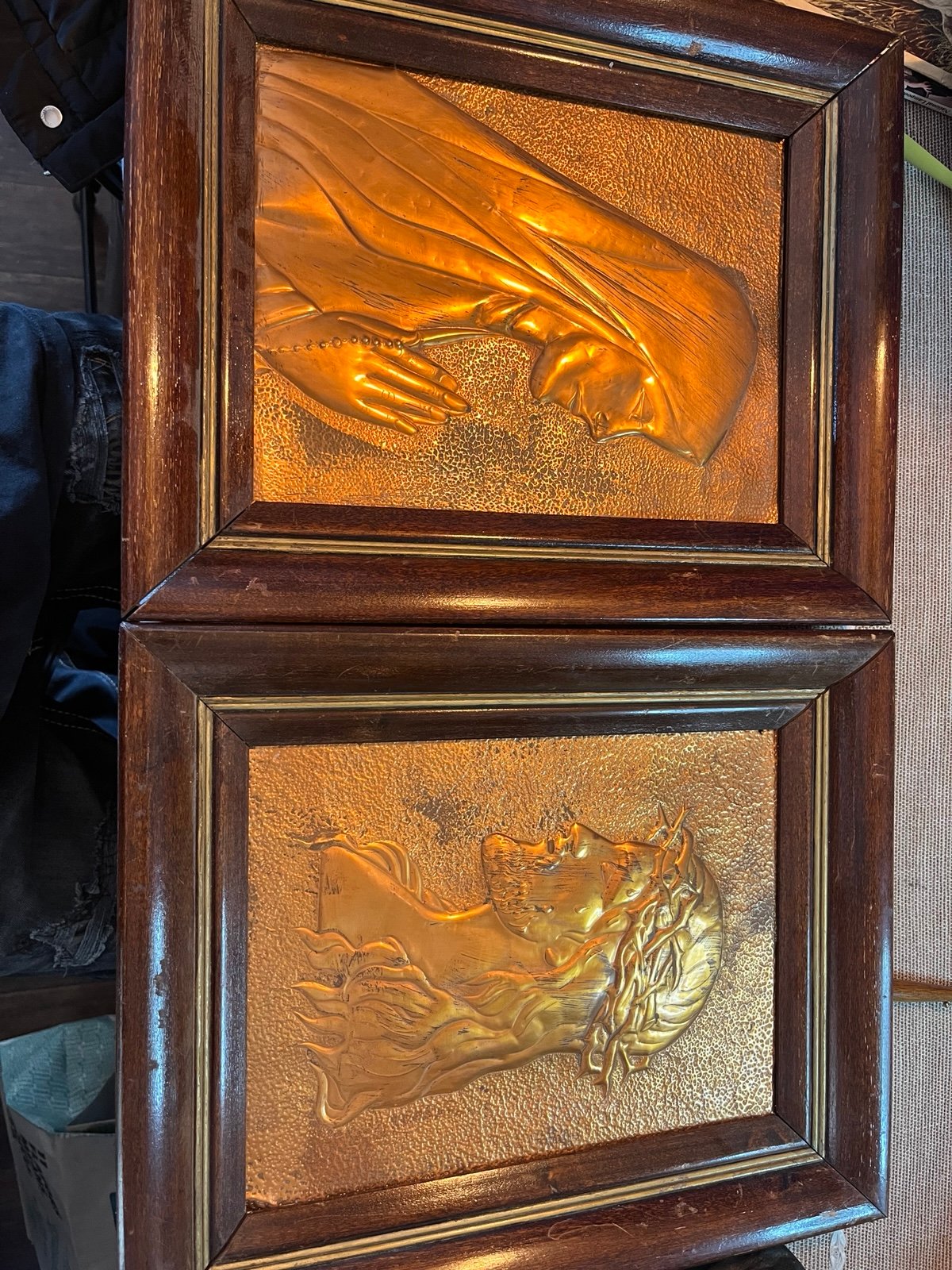 copper religious etched frames