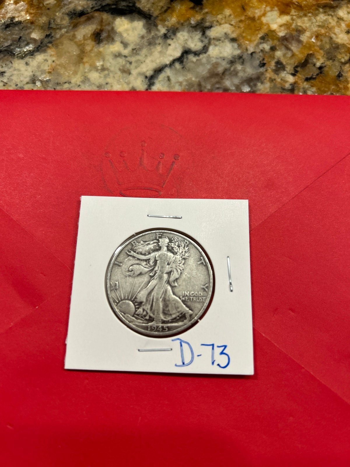 Walking Liberty half dollar 90% silver 1945