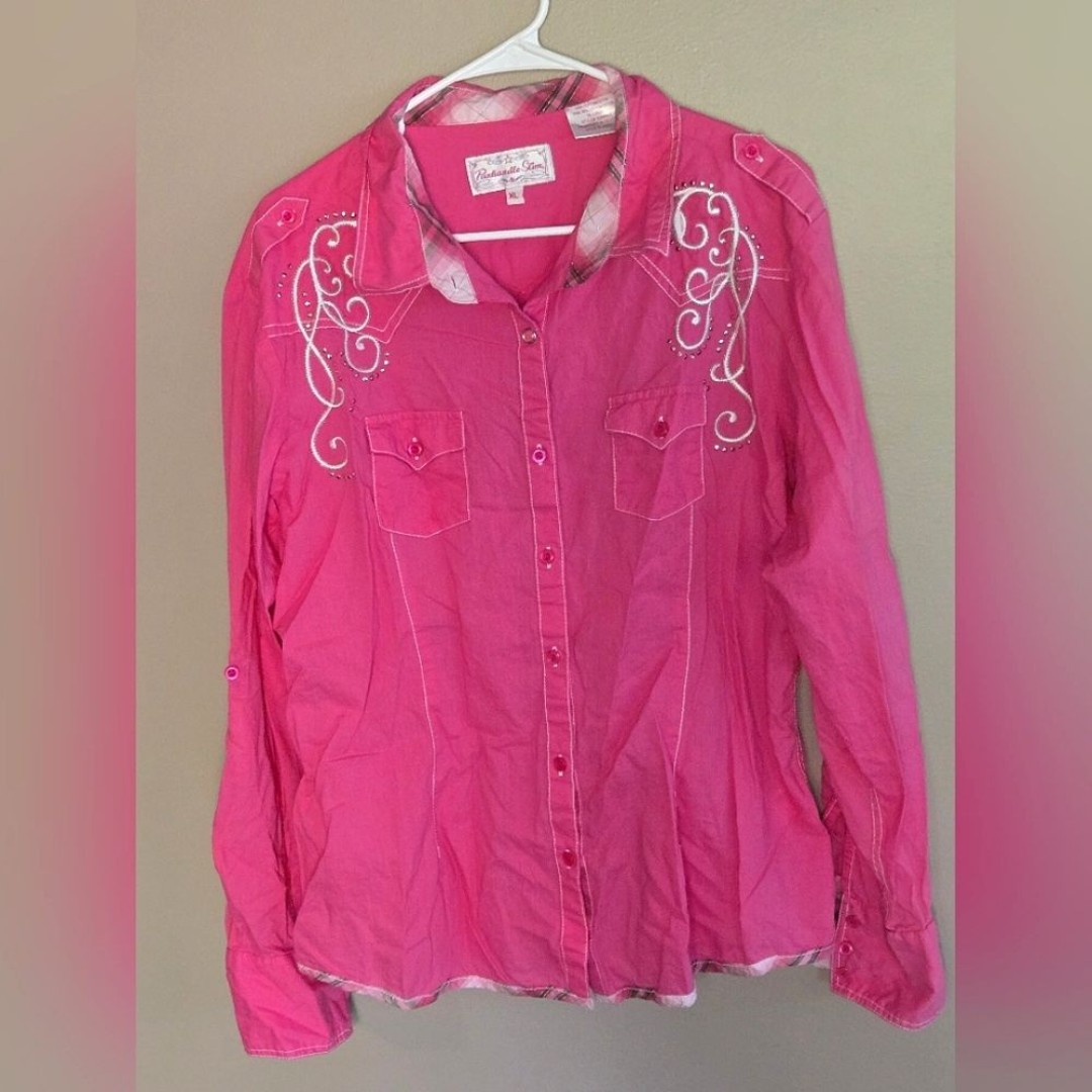 Vintage Women's Panhandle Slim Studded & Embroided Western Shirt, XL