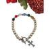 Vintage sterling & faceted crystal beaded bracelet with sterling cross charm
