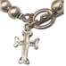 Vintage sterling & faceted crystal beaded bracelet with sterling cross charm