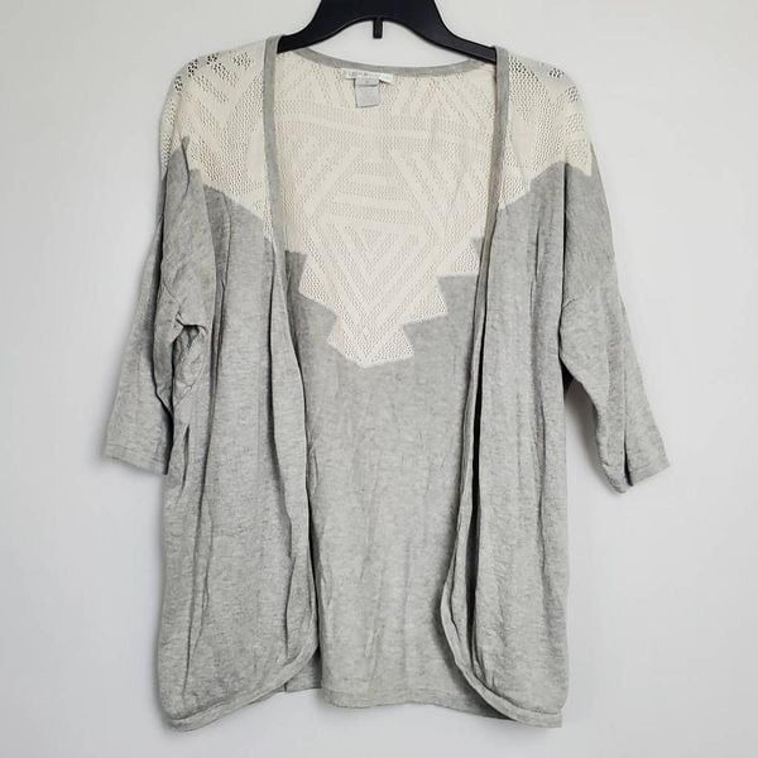 Design History Size Medium Gray White Cardigan Sweater