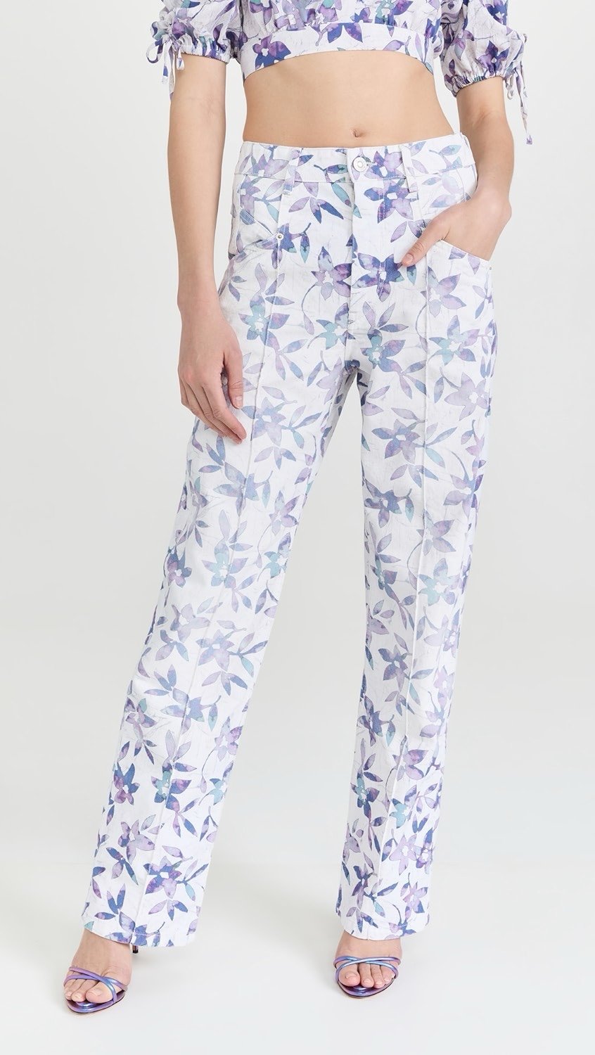 Isabel Marant Nadege Floral Jeans Ecru Size 42/10